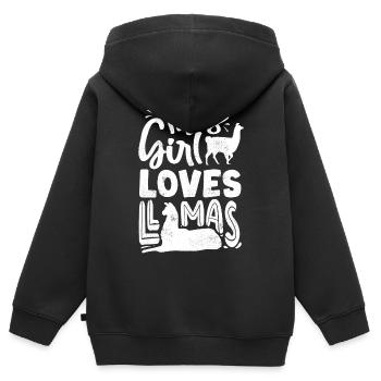 Cette fille aime les lamas, les lamas, les lamas - Sweat Premium à capuche zippé enfant bio - noir - Dos - AI Model Kid Male (0cm)