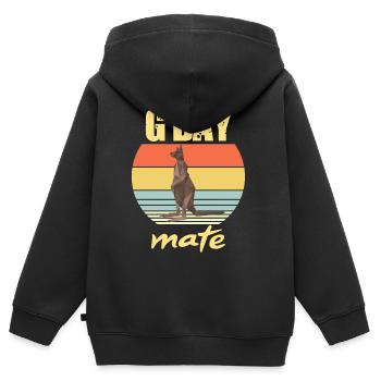 Kangourou G’day Outback Australie Marsupiaux Kangourou - Sweat Premium à capuche zippé enfant bio - noir - Dos - AI Model Kid Male (0cm)