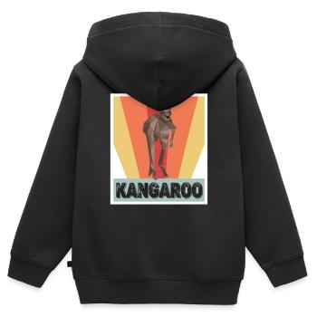 Kangourou Rétro Outback Australie Marsupiaux Kangourou - Sweat Premium à capuche zippé enfant bio - noir - Dos - AI Model Kid Male (0cm)
