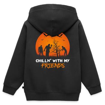 Halloween Nightmare Zombie with Bat Cheerful - Kids Premium Organic Zip-up Hoodie - black - Back - AI Model Kid Male (0cm)
