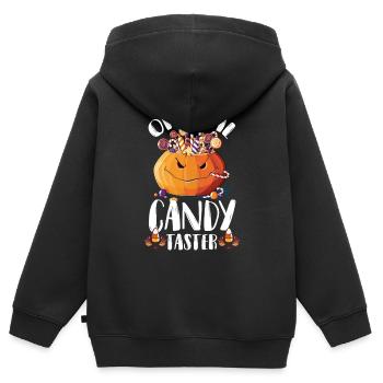 Süßigkeits-Schnupper-Halloween-Party-Albtraum-Kürb - Kinder Premium Organic Zip Hoodie - Schwarz - Hinten - AI Model Kid Male (0cm)