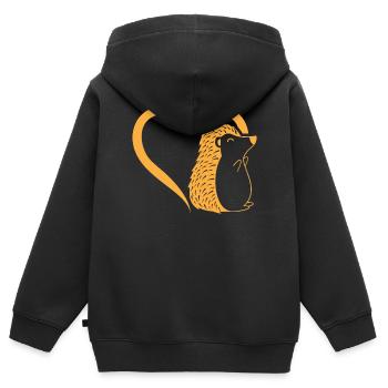 Hérisson coeur bébé hérisson - Hérisson mignon - Sweat Premium à capuche zippé enfant bio - noir - Dos - AI Model Kid Male (0cm)