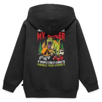 I Wouldn't Have To Manage My Anger - Kinder Premium Organic Zip Hoodie - Schwarz - Hinten - AI Model Kid Male (0cm)