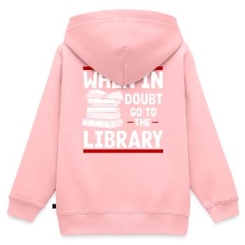 Bibliothek Bibliothekar, - Kinder Premium Organic Zip Hoodie - Rosa - Hinten - AI Model Kid Female (0cm)