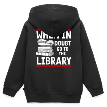 Library Librarian, - Kids Premium Organic Zip-up Hoodie - black - Back - AI Model Kid Male (0cm)