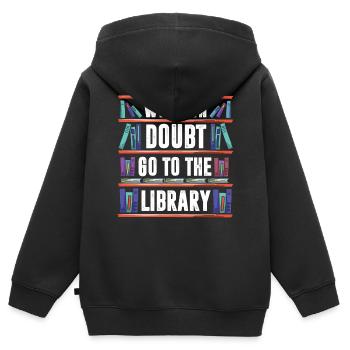 Library Librarian, - Kids Premium Organic Zip-up Hoodie - black - Back - AI Model Kid Male (0cm)