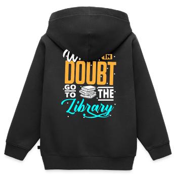 Library Librarian, - Kids Premium Organic Zip-up Hoodie - black - Back - AI Model Kid Male (0cm)