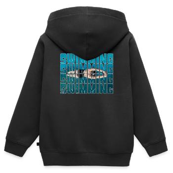 Nager - Sweat Premium à capuche zippé enfant bio - noir - Dos - AI Model Kid Male (0cm)