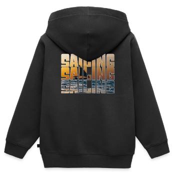Segeln - Kinder Premium Organic Zip Hoodie - Schwarz - Hinten - AI Model Kid Male (0cm)