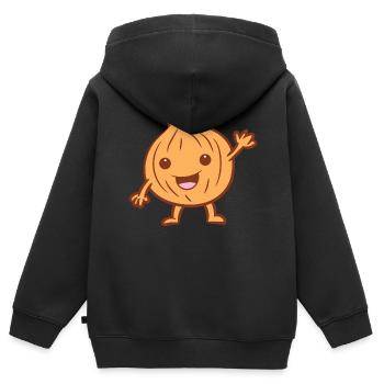 Zwiebel - freundlich winkende Zwiebel - Kinder Premium Organic Zip Hoodie - Schwarz - Hinten - AI Model Kid Male (0cm)