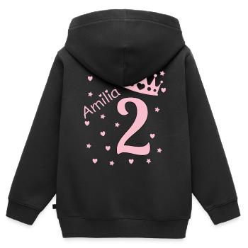Amilia zweiter Geburtstag - Kinder Premium Organic Zip Hoodie - Schwarz - Hinten - AI Model Kid Male (0cm)