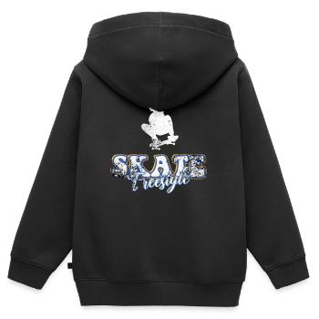 Skateboard Freestyle - Kinder Premium Organic Zip Hoodie - Schwarz - Hinten - AI Model Kid Male (0cm)