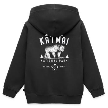 Alaska Tshirt Hommes Femmes Enfants USA Pôle Nord - Sweat Premium à capuche zippé enfant bio - noir - Dos - AI Model Kid Male (0cm)