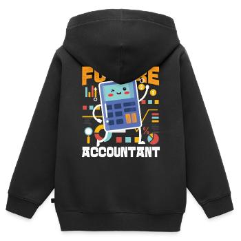 Comptable Comptable Comptable - Sweat Premium à capuche zippé enfant bio - noir - Dos - AI Model Kid Male (0cm)