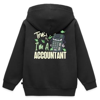 Comptable Comptable Comptable - Sweat Premium à capuche zippé enfant bio - noir - Dos - AI Model Kid Male (0cm)