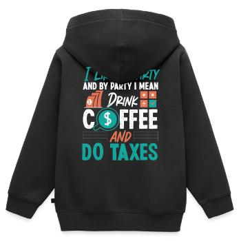 Comptable Comptable Comptable - Sweat Premium à capuche zippé enfant bio - noir - Dos - AI Model Kid Male (0cm)