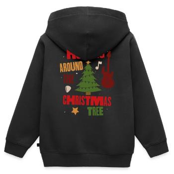 Schaukeln um den Weihnachtsbaum - Kinder Premium Organic Zip Hoodie - Schwarz - Hinten - AI Model Kid Male (0cm)