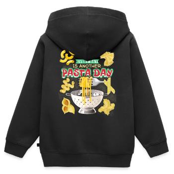 Pâtes, Pizza Pâtes, Pâtes, Pâtes italiennes - Sweat Premium à capuche zippé enfant bio - noir - Dos - AI Model Kid Male (0cm)