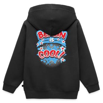 Berlin-Allemagne, Berlin-Design, Berlin-Spruch - Sweat Premium à capuche zippé enfant bio - noir - Dos - AI Model Kid Male (0cm)
