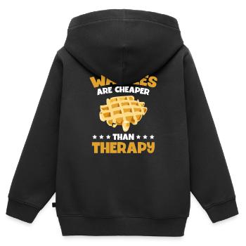 Les gaufres sont moins chères que les gaufres pour - Sweat Premium à capuche zippé enfant bio - noir - Dos - AI Model Kid Male (0cm)