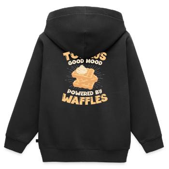 La bonne humeur d’aujourd’hui propulsée par les gaufres Foodie - Sweat Premium à capuche zippé enfant bio - noir - Dos - AI Model Kid Male (0cm)