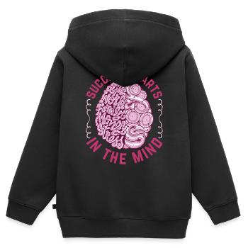 Le succès commence dans l’ - Success Mindset Succe - Sweat Premium à capuche zippé enfant bio - noir - Dos - AI Model Kid Male (0cm)