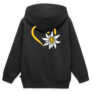Edelweiß Flower Mountain Edelweiß Flowers - Edelwe - Kinder Premium Organic Zip Hoodie - Schwarz - Hinten - AI Model Kid Male (0cm)
