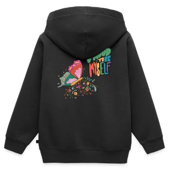 Butterflies Myself Motivational Saying with Cute B - Kinder Premium Organic Zip Hoodie - Schwarz - Hinten - AI Model Kid Male (0cm)