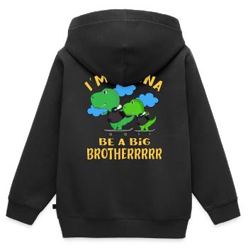 I'm Gonna Be A Big Brother Dinosaurs Baby Reveal - Kinder Premium Organic Zip Hoodie - Schwarz - Hinten - AI Model Kid Male (0cm)