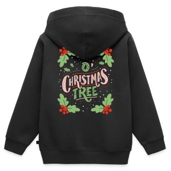 Arbre de Noël, Dicton typoël - Sweat Premium à capuche zippé enfant bio - noir - Dos - AI Model Kid Male (0cm)