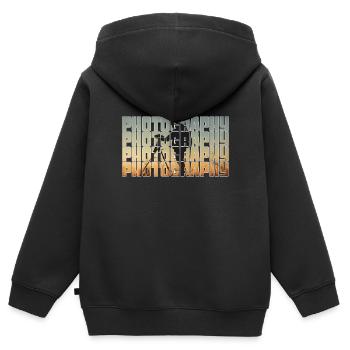 Fotografie - Kinder Premium Organic Zip Hoodie - Schwarz - Hinten - AI Model Kid Male (0cm)