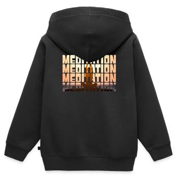 Méditation - Sweat Premium à capuche zippé enfant bio - noir - Dos - AI Model Kid Male (0cm)