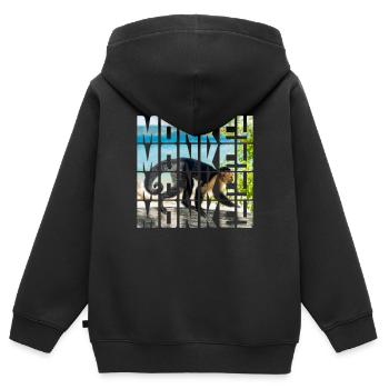 Singe - Sweat Premium à capuche zippé enfant bio - noir - Dos - AI Model Kid Male (0cm)