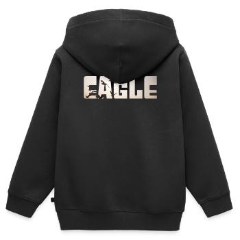 Adler - Kinder Premium Organic Zip Hoodie - Schwarz - Hinten - AI Model Kid Male (0cm)