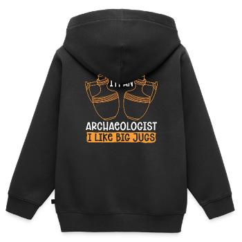 Archéologie Je suis un archéologue Fouiller Archéologue - Sweat Premium à capuche zippé enfant bio - noir - Dos - AI Model Kid Male (0cm)