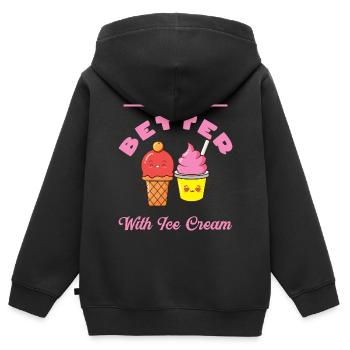 Eiscreme logo Sommer Softeis Geschenkidee - Kinder Premium Organic Zip Hoodie - Schwarz - Hinten - AI Model Kid Male (0cm)