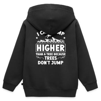 Je peux sauter plus haut qu’un - Sweat Premium à capuche zippé enfant bio - noir - Dos - AI Model Kid Male (0cm)