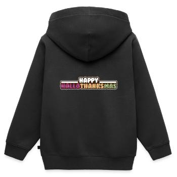 Happy Hello Thanksmas Halloween Thanksgiving Xmas - Kids Premium Organic Zip-up Hoodie - black - Back - AI Model Kid Male (0cm)