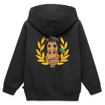 Studied horse Professor Study Uni Reiter Abi - Kids Premium Organic Zip-up Hoodie - black - Back - AI Model Kid Male (0cm)