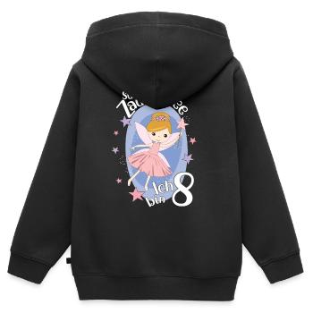 Endlich 8 Jahre Mädchen Geburtstagshirt Zauberfee - Kinder Premium Organic Zip Hoodie - Schwarz - Hinten - AI Model Kid Male (0cm)