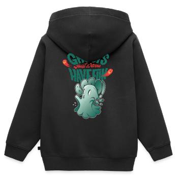 Geist will nur Spaß haben Halloween-Party-Albtraum - Kinder Premium Organic Zip Hoodie - Schwarz - Hinten - AI Model Kid Male (0cm)