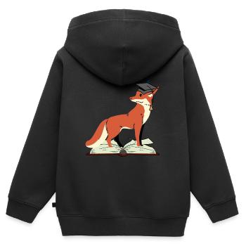 Fuchs Abitur lernen schlau klug Weisheit Weise - Kinder Premium Organic Zip Hoodie - Schwarz - Hinten - AI Model Kid Male (0cm)