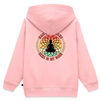 Massage Reiki Méditation Mère - Sweat Premium à capuche zippé enfant bio - rose - Dos - AI Model Kid Female (0cm)
