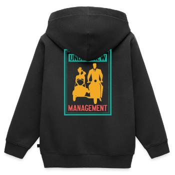 Sous la nouvelle direction mariage enterrement de vie de garçon - Sweat Premium à capuche zippé enfant bio - noir - Dos - AI Model Kid Male (0cm)