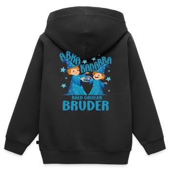 Soon Big Brother Wizard Announcement Offspring - Kids Premium Organic Zip-up Hoodie - black - Back - AI Model Kid Male (0cm)