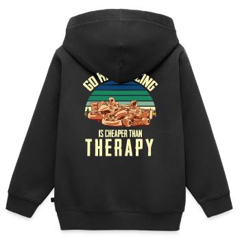 Gokart Vater Rundenrennen Rennstrecke Rennfahrer - Kinder Premium Organic Zip Hoodie - Schwarz - Hinten - AI Model Kid Male (0cm)
