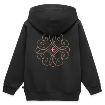 Jésus-Christ, mandala en fer forgé, croix de Jésus - Sweat Premium à capuche zippé enfant bio - noir - Dos - AI Model Kid Male (0cm)
