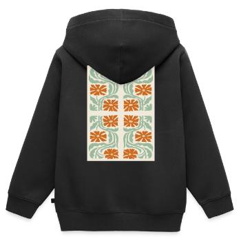 Jugendstil, Arts & Crafts, Aesthetic, Vintage-1900 - Kinder Premium Organic Zip Hoodie - Schwarz - Hinten - AI Model Kid Male (0cm)