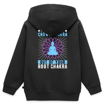 Reiki Crown Chakra Racine Chakra - Sweat Premium à capuche zippé enfant bio - noir - Dos - AI Model Kid Male (0cm)