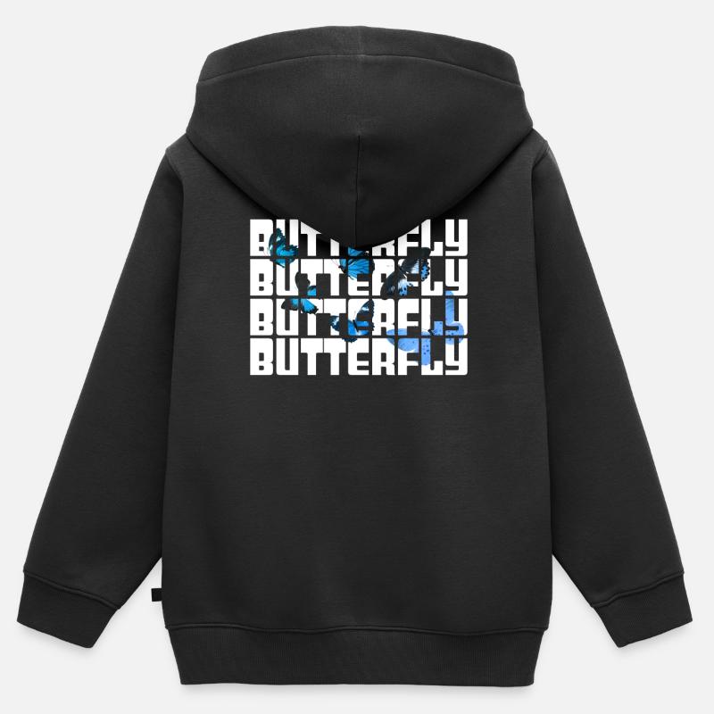 Papillon - Sweat Premium à capuche zippé enfant bio - noir